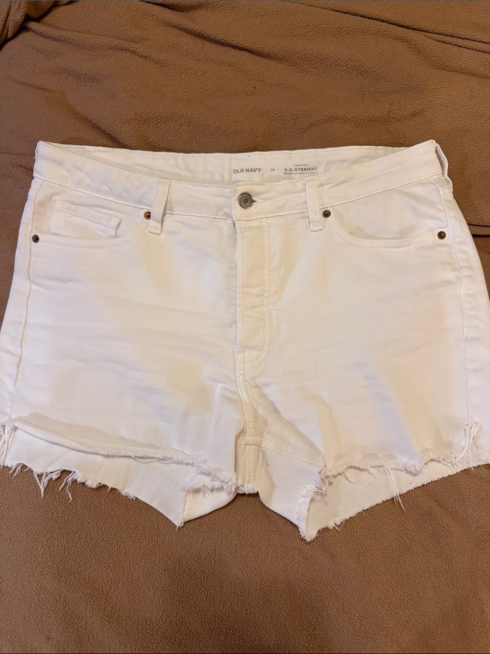 Old Navy White Cutoff Denim Shorts with Frayed Hem